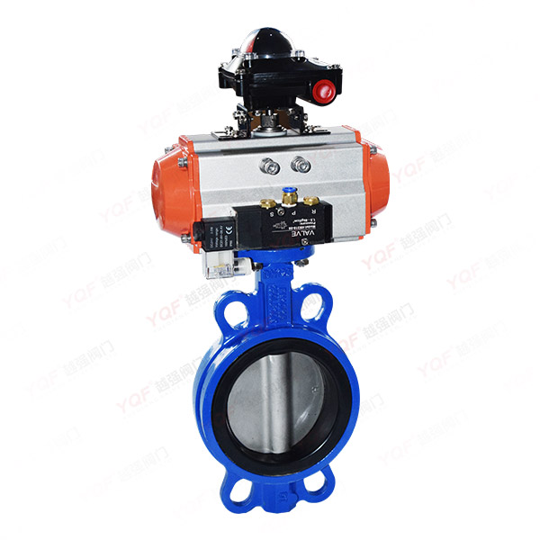 配兩聯件氣動對夾蝶閥