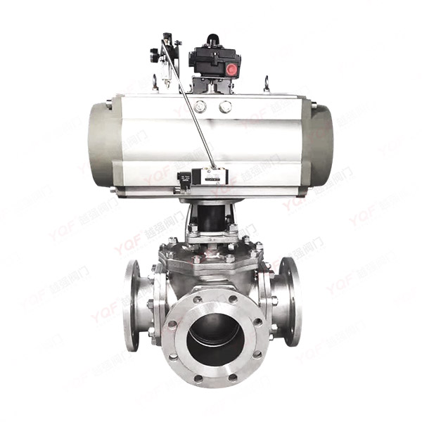 氣動三通法蘭球閥