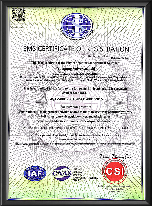 環境管理體系認證證書-英文