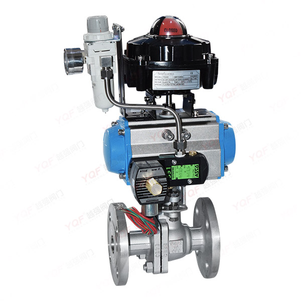 配防爆三聯件氣動法蘭球閥